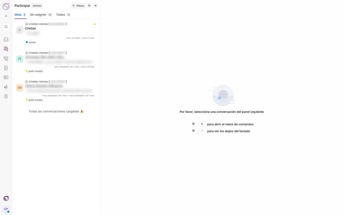 Pantalla de Participando